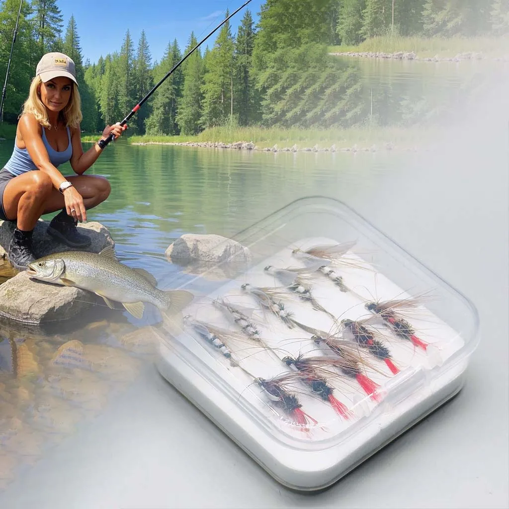 6 Stück/10 Stück handgebundene Fliegenfischen Flie Lachs Forelle Bass Köder Köder Bionics Royal WulffFly & Mosquito Eendfliegen Fliegenfischen Köder – Detail 10