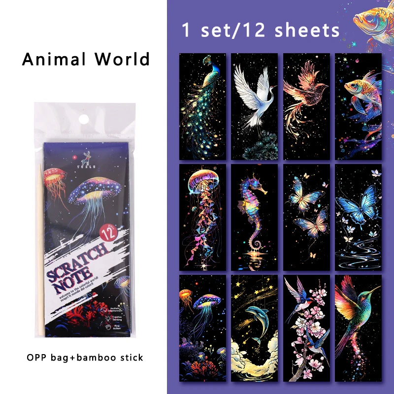 12 colorful bookmark scratch paper handmade DIY, bookmark drawing portable graffiti scratch drawing 6