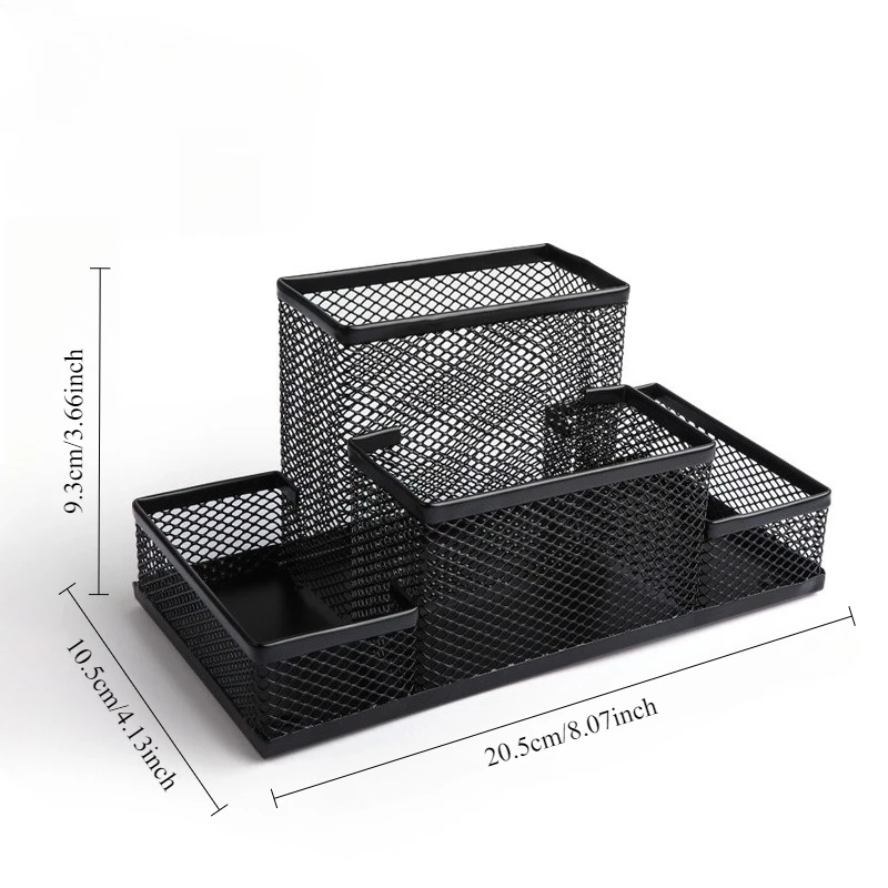 Elegant Iron Art Pen Holder Storage Box – Minimalist Square Desktop Organizer
