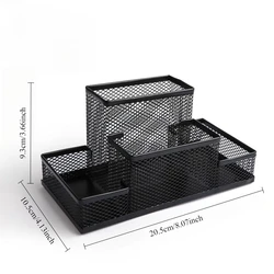 Elegant Iron Art Pen Holder Storage Box - Minimalist Square Desktop Organizer (1pcs)