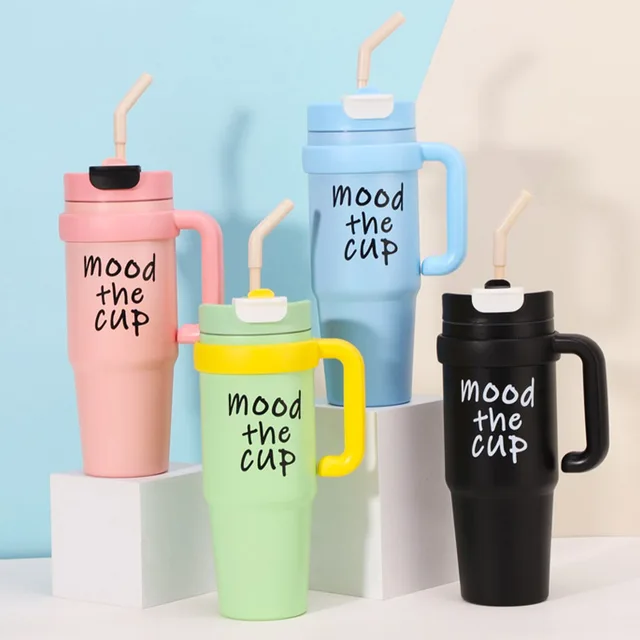 1000ML Thermal Water Bottle 32oz Large Capacity With Straw Stainless Steel Thermos Bottle Cold and Hot Thermos Cup 4