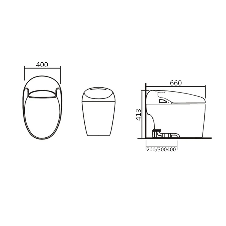 Smart toilet Intelligent, Automatic flip-top flush ceramic automatic flushing integrated Commode S-shaped water trap toilet