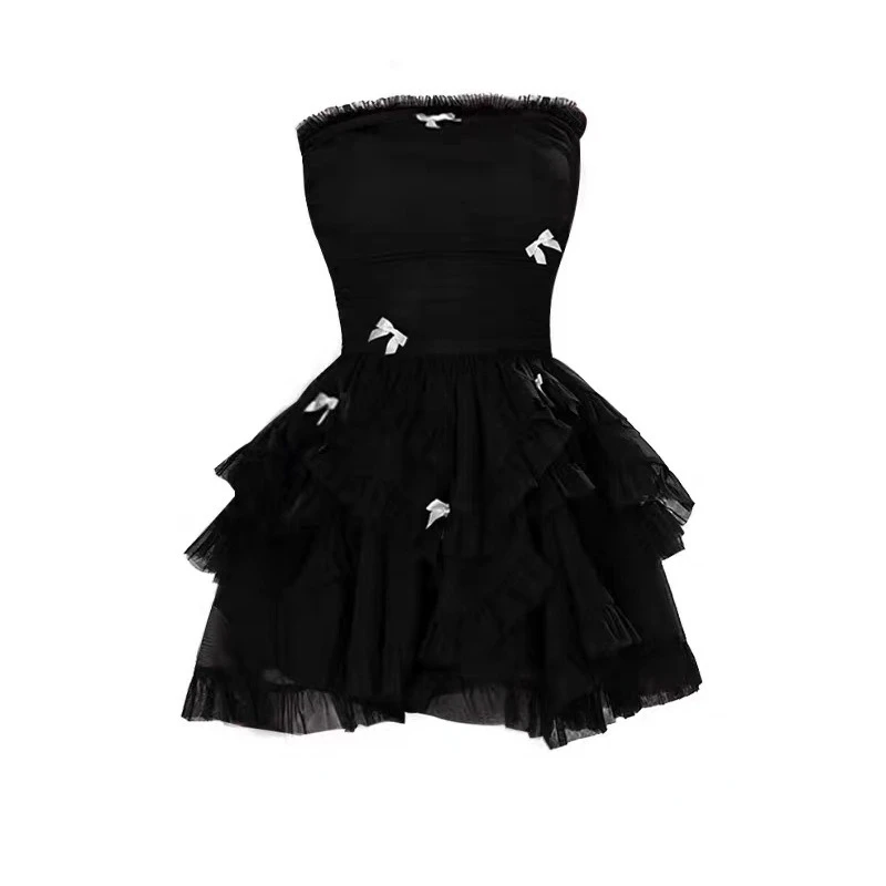

2024 Summer Solid Causal Women Dress All Match Off Shoulder Bow Patchwork Dresses Sexy Chic Fashion Elegant Vestido De Mujer