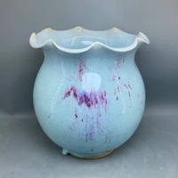 Ceramic vase Jun China decoration ice crack open pieces Purple vase with big mouth and big belly High 24 cm 1