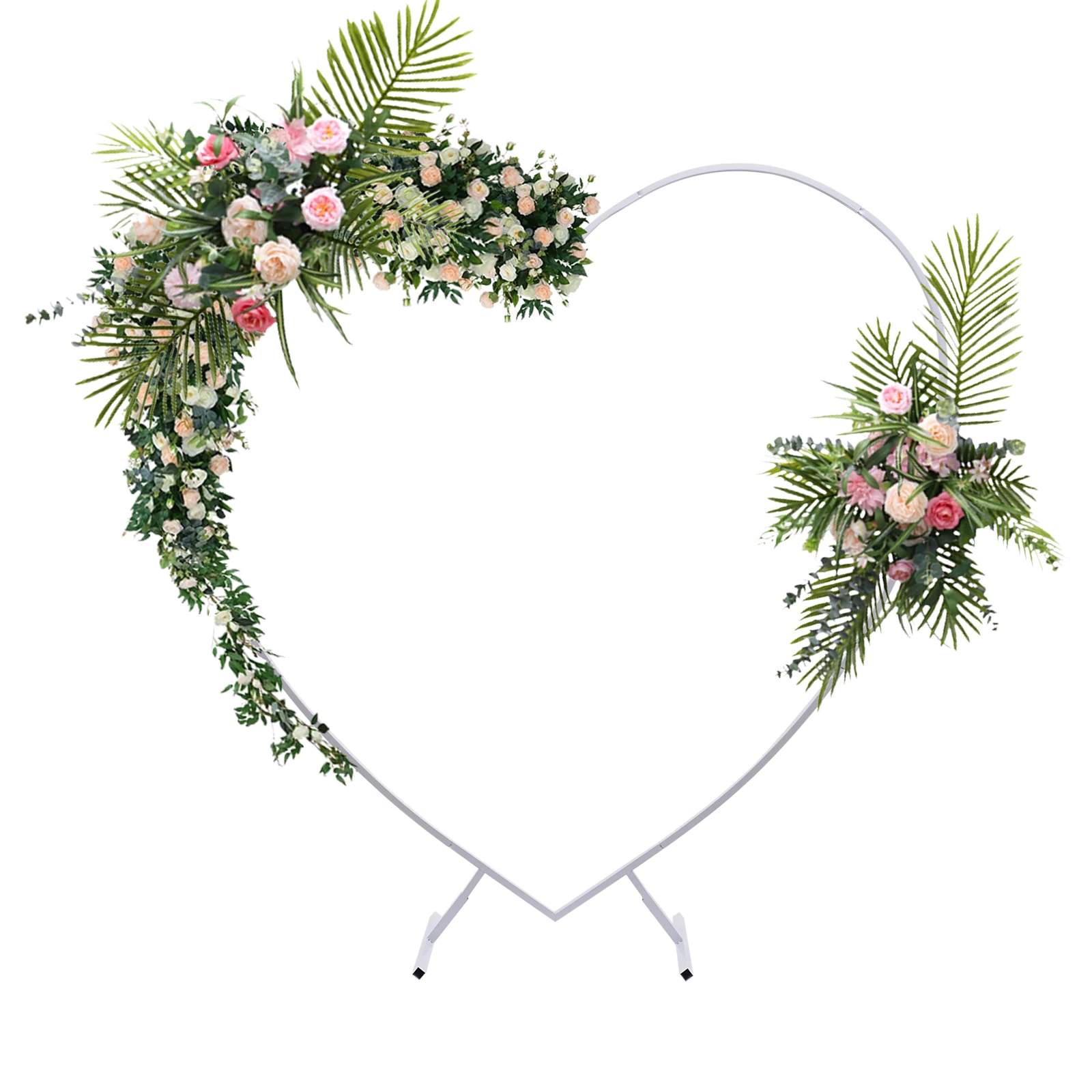 Metal Wedding Arch, 6.89ft (2.1m) Heart-Shaped White Arch Climbing Frames for Wedding Birthday Photo Background Decorations