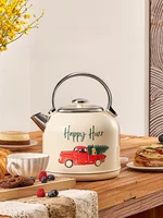 1.7L White Retro Automatic Electric Kettle Water Boiler Strix Thermostat 304Stainless Steel 24x20x26cm 1