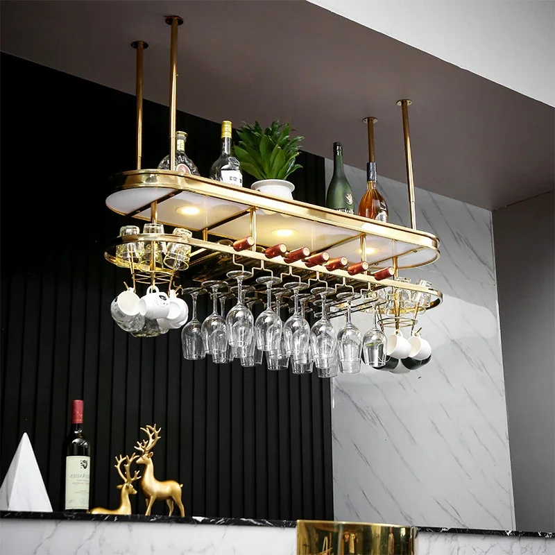 Stainless steel bar table hanger rack hanging bottle red wine rack