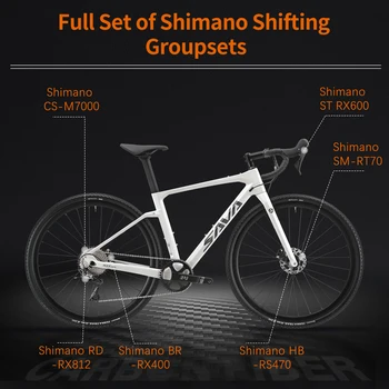 SAVA Gravel Bike Carbon Fiber Frame Gravel Adult Road Bike All Terrain Off-Road Bike Belt GRX 11 Speed ​​Racing Bike 2