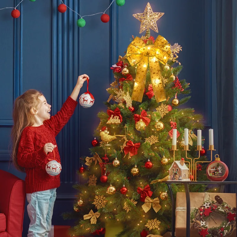 Description Picture 2 of itemXmas Tree LED Light Bow Ribbon Christmas Decorations For Home Tree Topper Hanging Ornament 2025 New Year Party DIY Gifts Craft