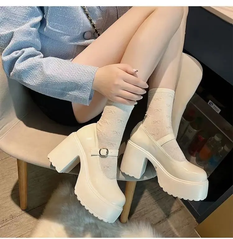 Vielseitige Damenschuhe mit dicken Absätzen, modische Schnallenpumps, Mary Jane-Schuhe, Damen, weißer Lolita-Schuh, Retro-Lederschuhe, Mujer – Detail 6