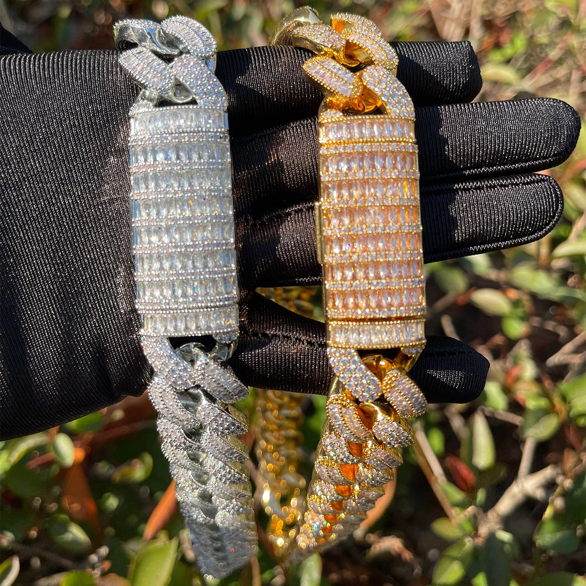 남성용 버블 레터 바게트 초커 목걸이, 쿠바 링크 체인, 블링 참, 힙합 쥬얼리, 20mm