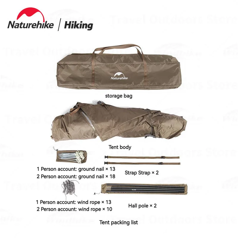 Naturehike Camping A-Type Roofoff Ground Automatic Tent 210D Waterproof Tent Quick Open Outdoor Anti -humidity Marching Bed