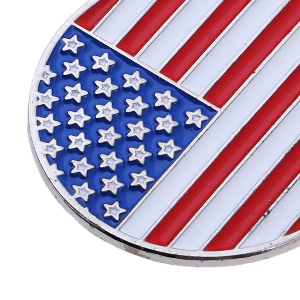 Golf Ball Marker With Hat Clip "American Flag" 24mm for Ball Marker