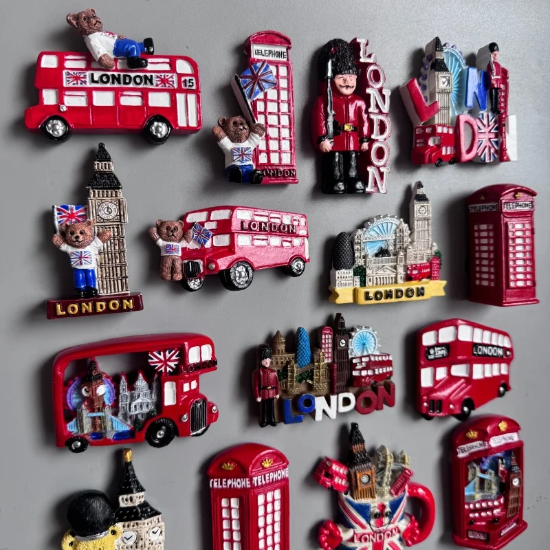 Magneti per frigorifero brannici London Bus Big Ben Manchester Windsor Oxford Bear England Collezione di adesivi magnetici per frigorifero Regali  15
