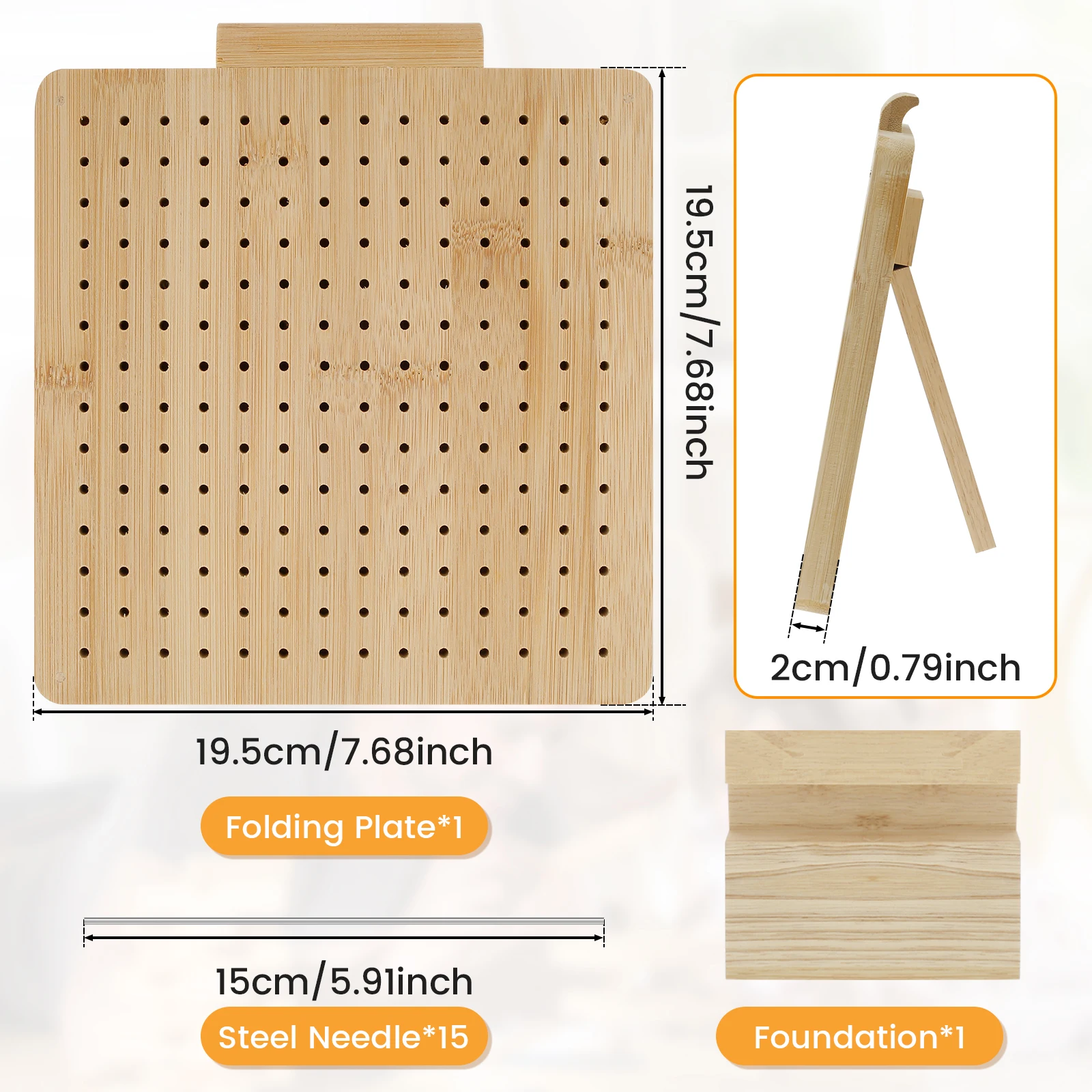 Premium Bamboo Crochet Blocking Board with Adjustable Stand - Reusable Wooden Crafting Tool for Granny Squares, 9.8/11.4 inch
