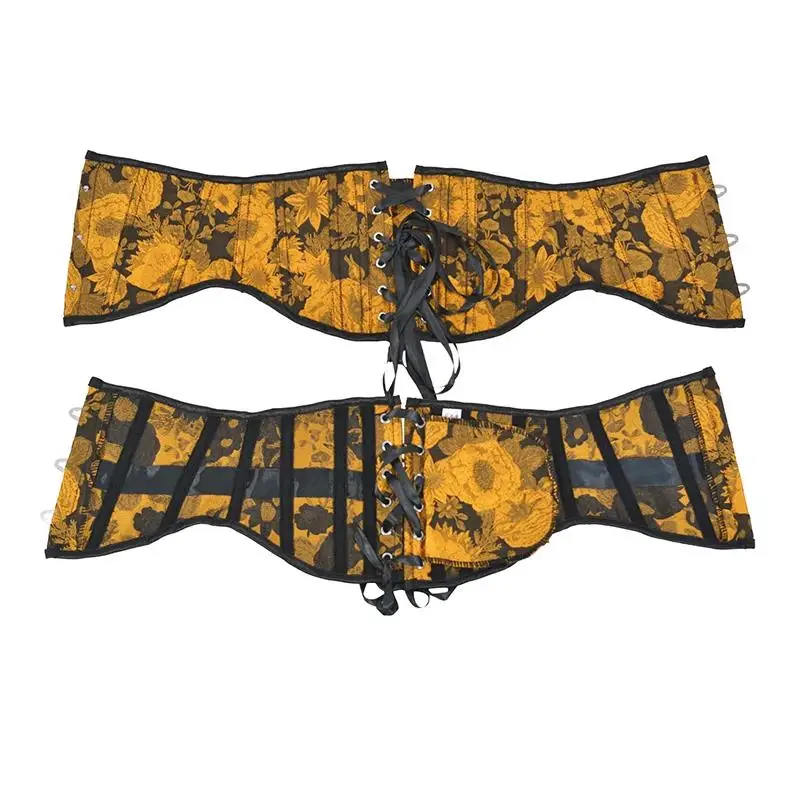 Damen Vintage Lolita Korsett-Top mit Sonnenblumen-Reliefdruck, kurzes Schnür-Bustier, Latex-Taillentrainer, Shapewear, Übergröße – Detail 4