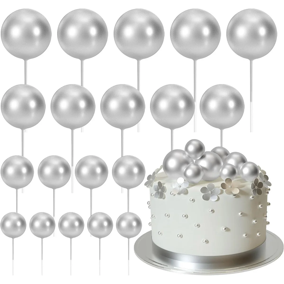 20 Pcs Mini Balloons Sticks Red Balls Cake Picks Cake Topper Balls