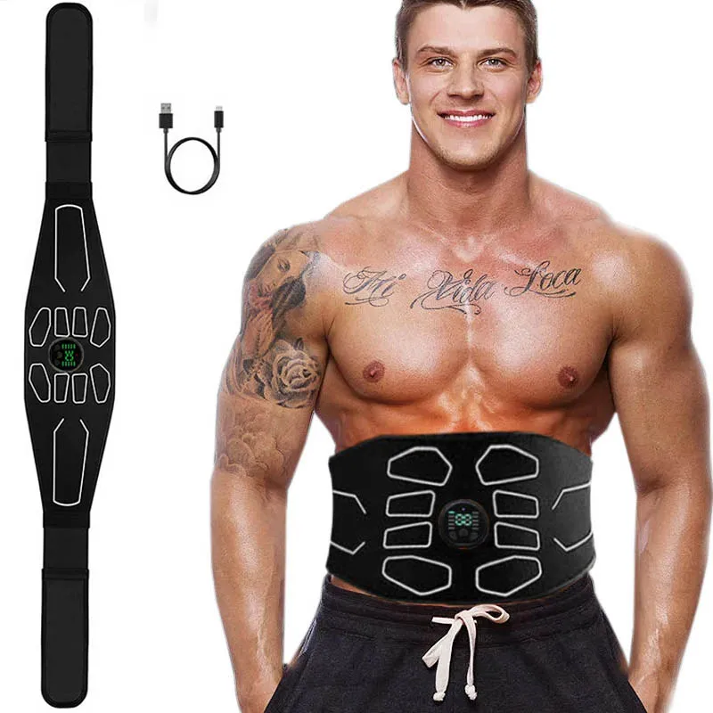 Électrostimulateur Abdominaux EMS Ceinture Tonifiante USB - Stimulateur Musculaire Bras & Abdos