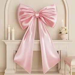 Giant Pastel Pink Satin Ribbon Bow for Ballerina Girl's Room Decor (Pink)