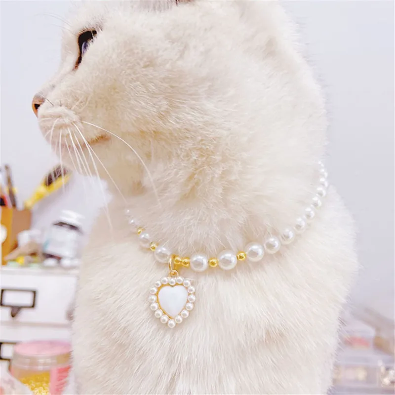 

Adjustable Pet Pearl Necklace Cat Dog Pet Grooming Accessories Animals Fashion Gem Sphynx Cat Collar Kitten Dog Collier Chat