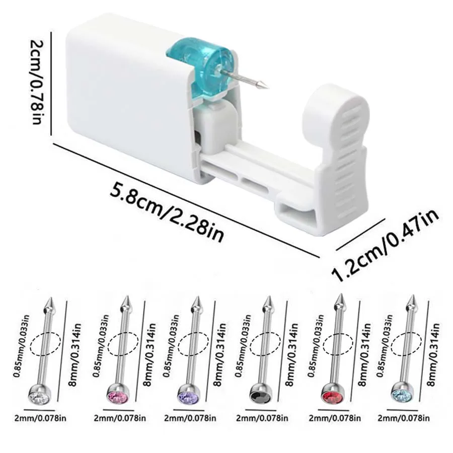 Self Hypoallergenic Nose Piercing Kit 4PCS Disposable Nose Piercing Gun with Built-in Studs