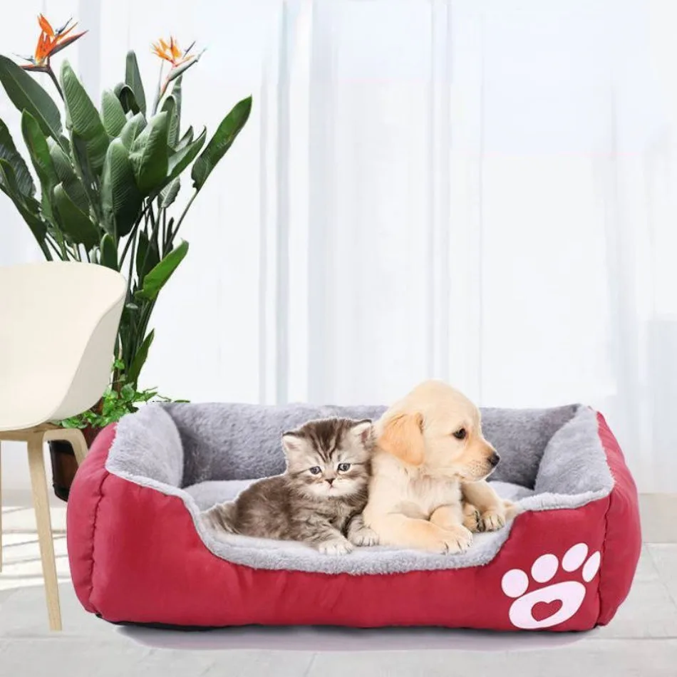 Dog Bed Large Square Nest S-3XL Soft Fleece Sofa Bed for Small Medium Dogs Winter Warm Cat House