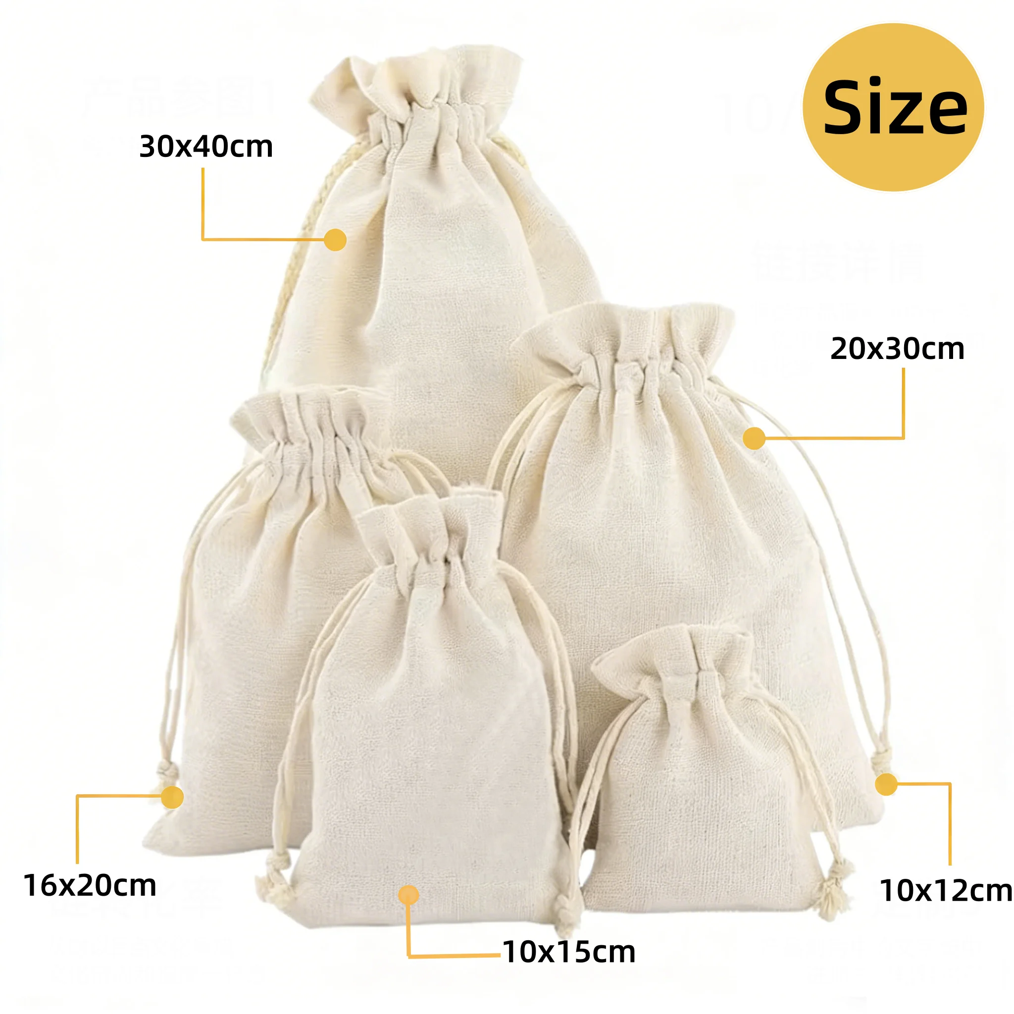 10/20Pcs Custom Cotton Linen Drawstring Bags Reusable Storage Dust Pouchs for Jewelry Gifts Ideal for Wedding Easter Christmas 3