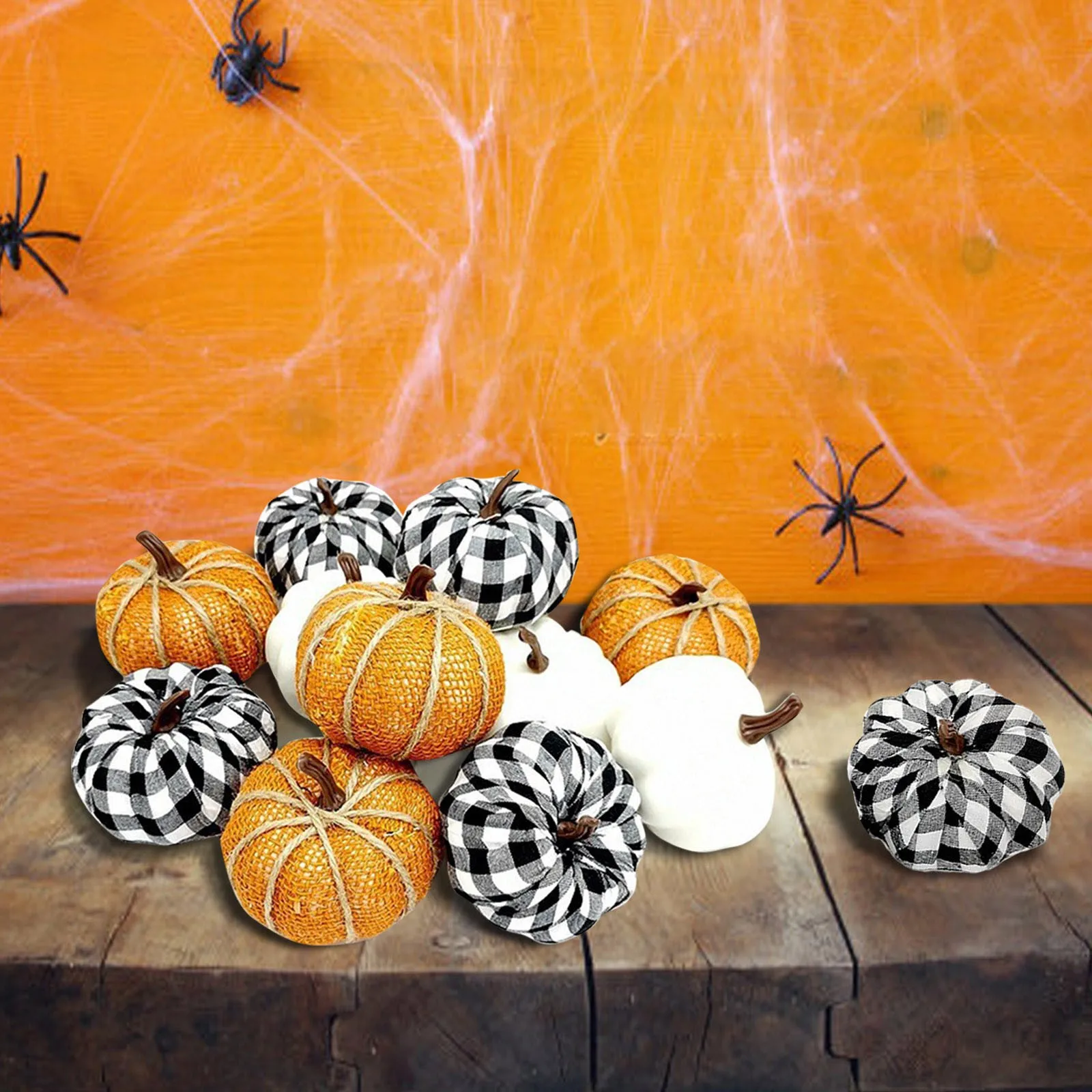 

12 Pieces/Set Halloween Autumn Decoration Fabric Festival Home Holiday Ornament Layout Props Black White decoración hogar