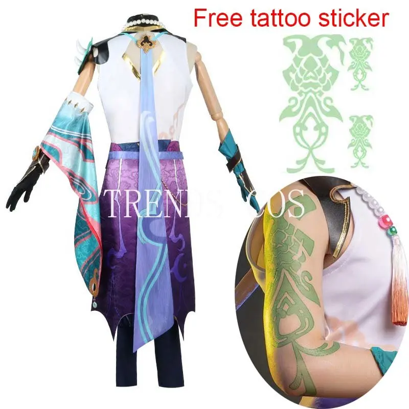 Cosplay Costume Xiao Cosplay Costume Cosplay Anime Xiao Full Set Wig Mask Tattoo Sticker for Halloween Outfits