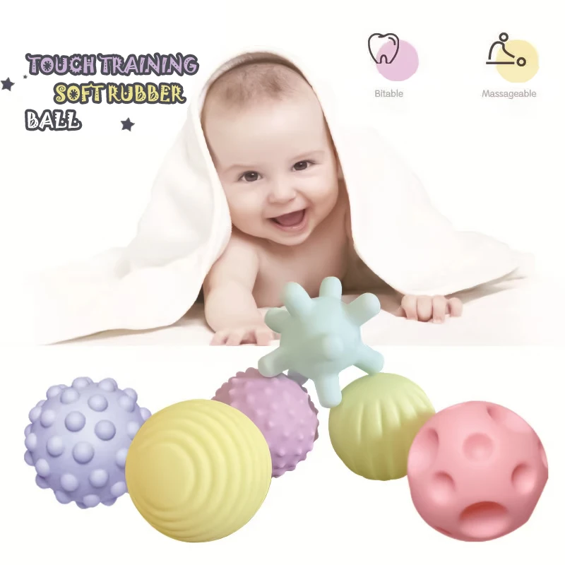 Textured Balls 4PCS Set Soft Rubber Multi-Texture Baby Grab Ball Toy Exercise Grasp Ability Hand Grab Ball