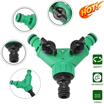 Garden Water Pipe Connectors Pipe Adapter Y Shape Hose Splitter Valve Three Way Plastic Valve with Switch for Flower Planting 1