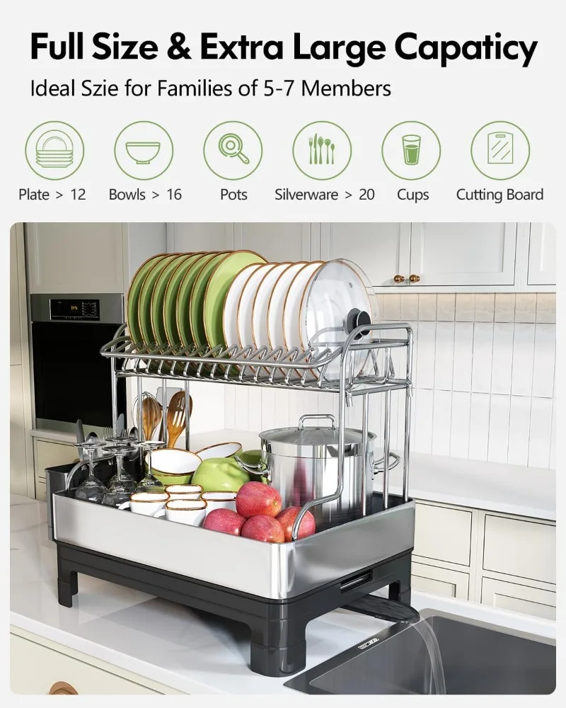 Stainless Steel Dish Large Size Dish Rack In-Sink Dish Rack