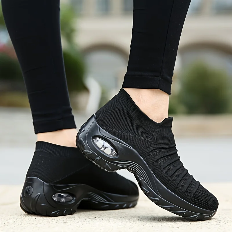 

Black Woman Sock Sneakers Lightweight Slip On Loafers Shoes Air Cushion Casual Shoes Woman 2024 Baskets Femmes Tendances 2089 t
