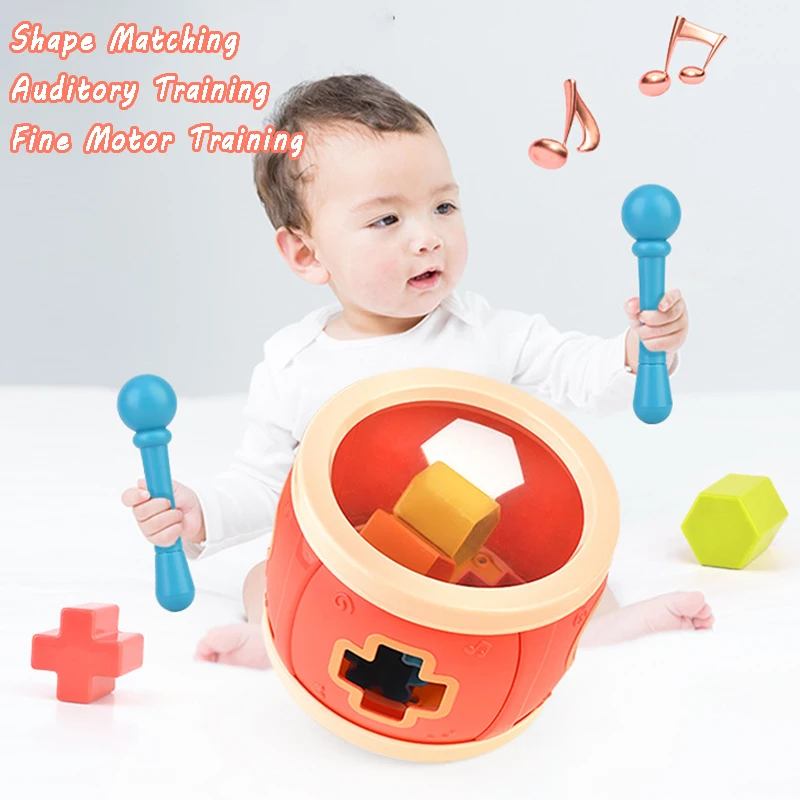 Baby Musical Instrument Montessori Toy Hand Drum Percussion Shape Matching Maze Rolling Ball Game Fine Motor Skill Education Toy 2