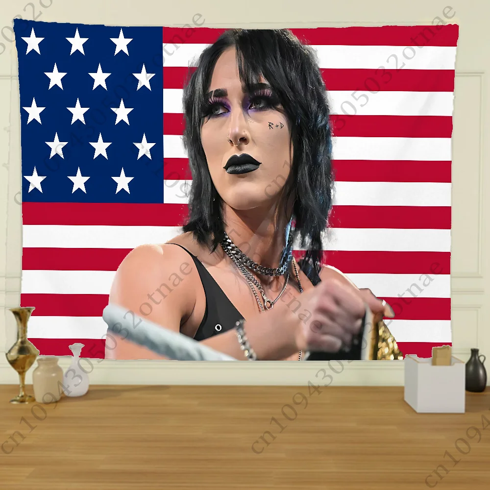 R-Rhea Ripley Wrestler Flag Tapestry Creative Pattern Photo Living Room Wall Art Tapestry Decor Party Outdoor Decorate Banners tapestry decorations