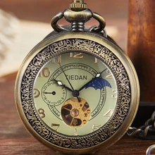 

2022 Bronze Antique Mechanical Pocket Watch Hollowed Steampunk Case Pattern Carving Pendant Necklace reloj hombre Men Women