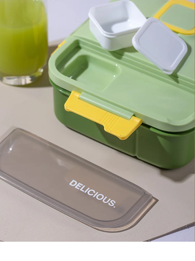 1pc lunch box for office workers, with cutlery, individually sealed compartments, portable lunch box, salad box - 5