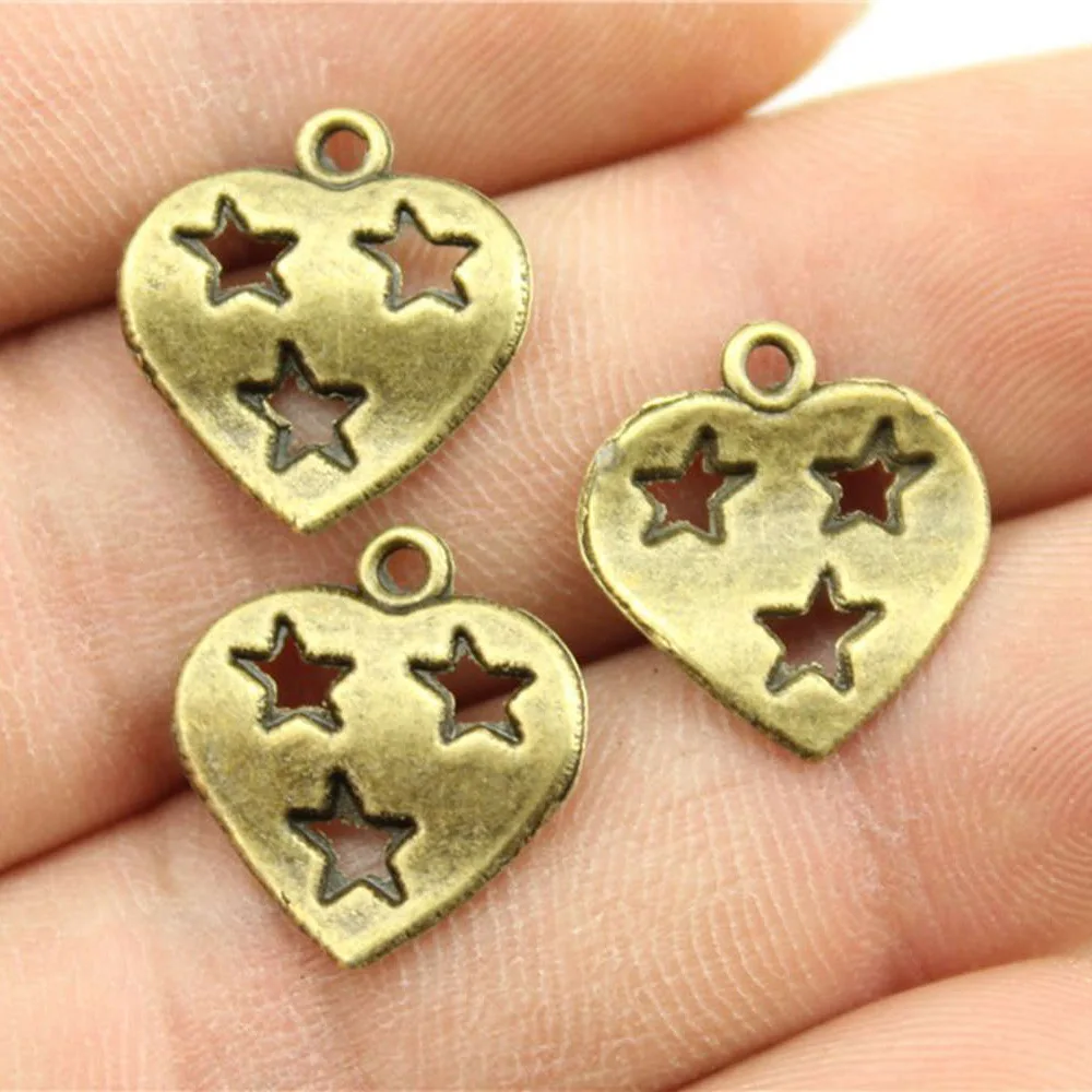 20pcs Cute Small Heart Charms Antique Bronze Silver Color Pendants Making DIY Handmade Tibetan Finding For Jewelry Making 