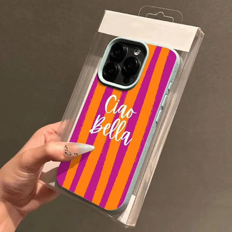 Orange Striped Minimalist Shockproof Soft Phone Case