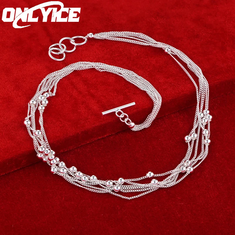 

925 Sterling Silver 45cm Smooth Small Grapes Beads Necklace For Women Charm Popular Jewelry Fashion Noble Elegant Accessories