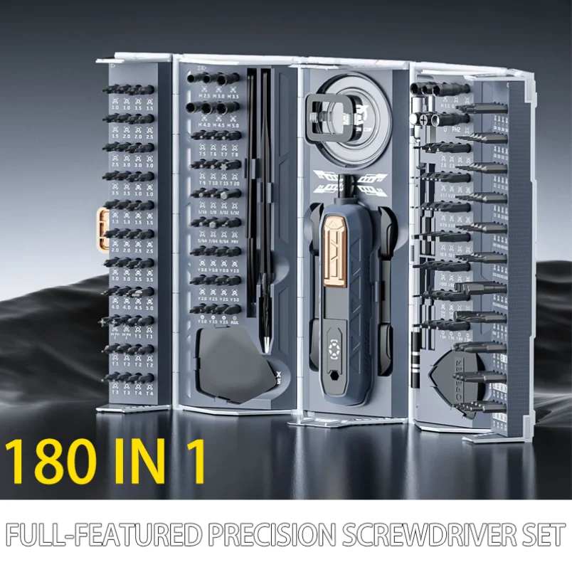 180 in 1 정밀 드라이버 세트, 자석 드릴 비트, 아이폰, 시계, 안경 수리용 전문 수공구 (보관함 포함)