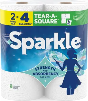 Tear-A-Square Paper Towels, 2 Double Rolls (220 Sheets) - Strong 2-Ply for Kitchen & Everyday Messes 1