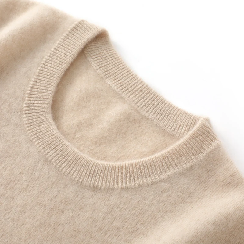 100% Merino Wool Sweater Men's Round Neck Knitted Hoodie Spring Autumn New Cashmere Sweater Versatile Basic Sweater Menswear 4