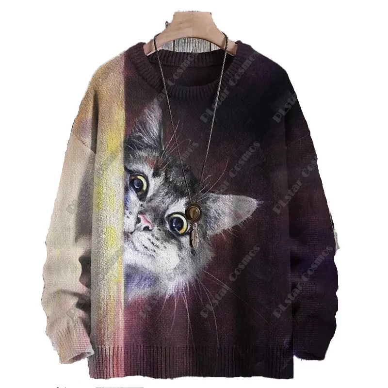 

Fashion Animal Series 3D Printing Vintage Cute Cat Art Printing Authentic Ugly Sweater Winter Casual Unisex Sweater 002