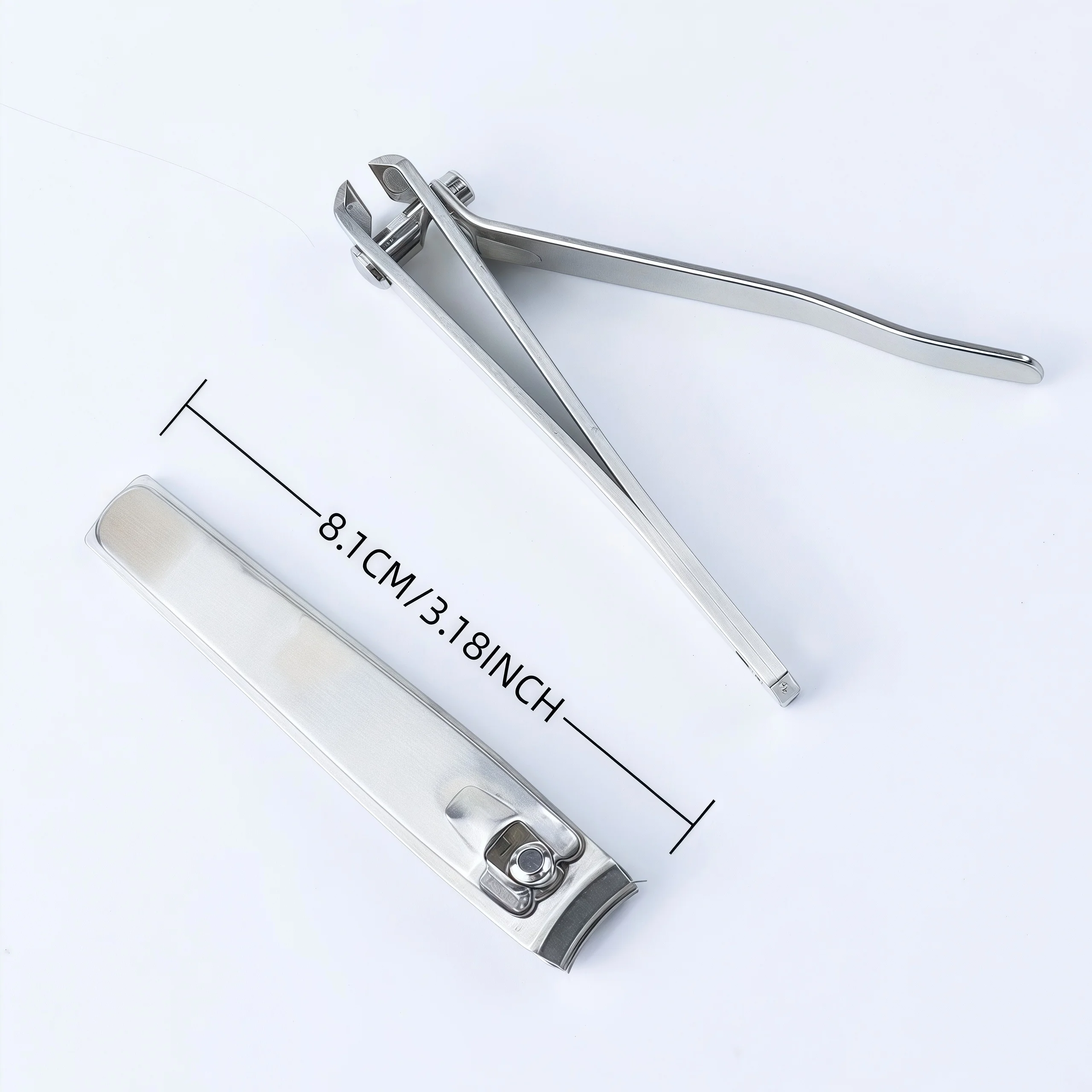 Sharp Durable Nail Clippers Set, 2pcs Carbon Steel Rotating Traditional Design Sanded Finish Curved and Straight Blades Ergonomi 5
