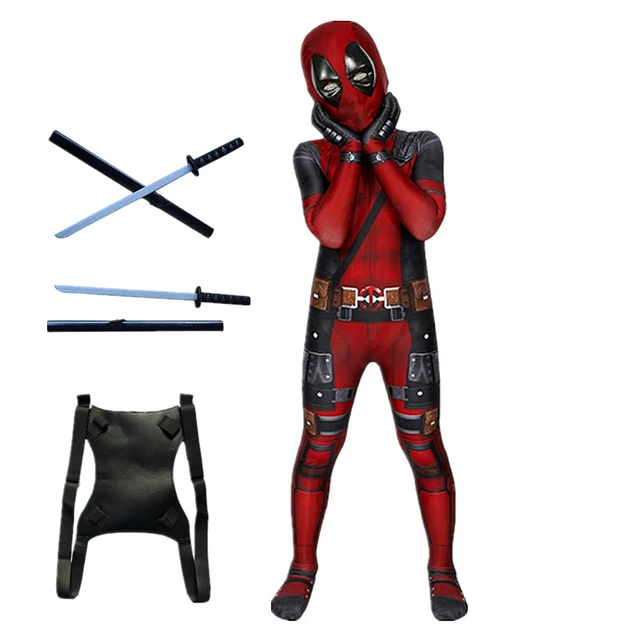 Deadpool Costume Superhero Kids Bodysuit 3D Style Halloween Cosplay Costumes