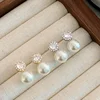 Boucles d'oreilles romantiques françaises simples incrustées de perles rondes en Zircon pour filles, nouveaux bijoux à la mode, accessoires de luxe pour femmes, 2025