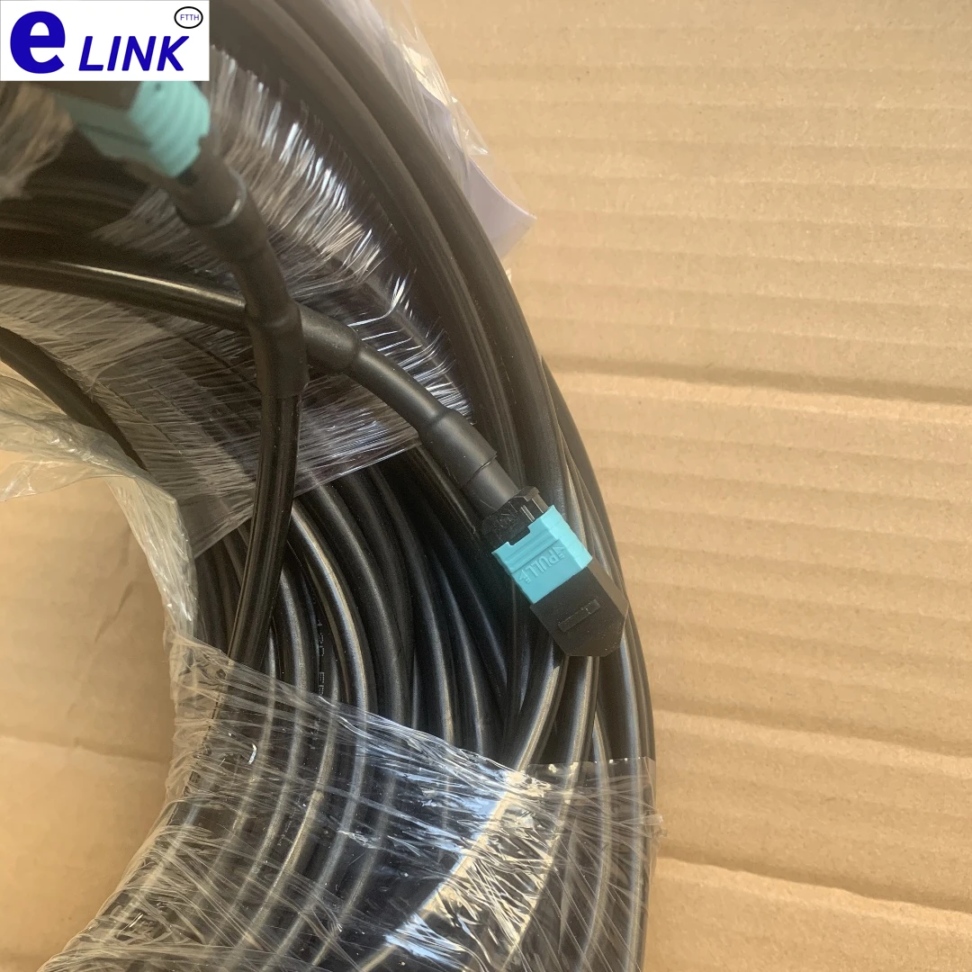 아머드 패치코드 MPO OM3 TPU MTP, 12 코어, 40m-120m, 80m, 50m, 100m, 12C 타입 B MM, 12 섬유 광섬유 점퍼, 야외 ftth elink