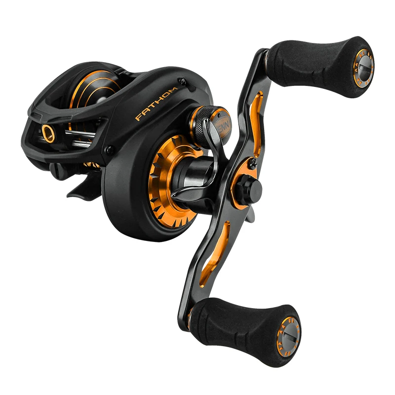 PENN FATHOM-Low Profile Baitcast Reels, Sistema De Rolamento De Aço Inoxidável 6 + 1, Carretel De Pesca De Corpo De Metal Completo, 9.2, 7.3, 6.6 Ratio, Novo