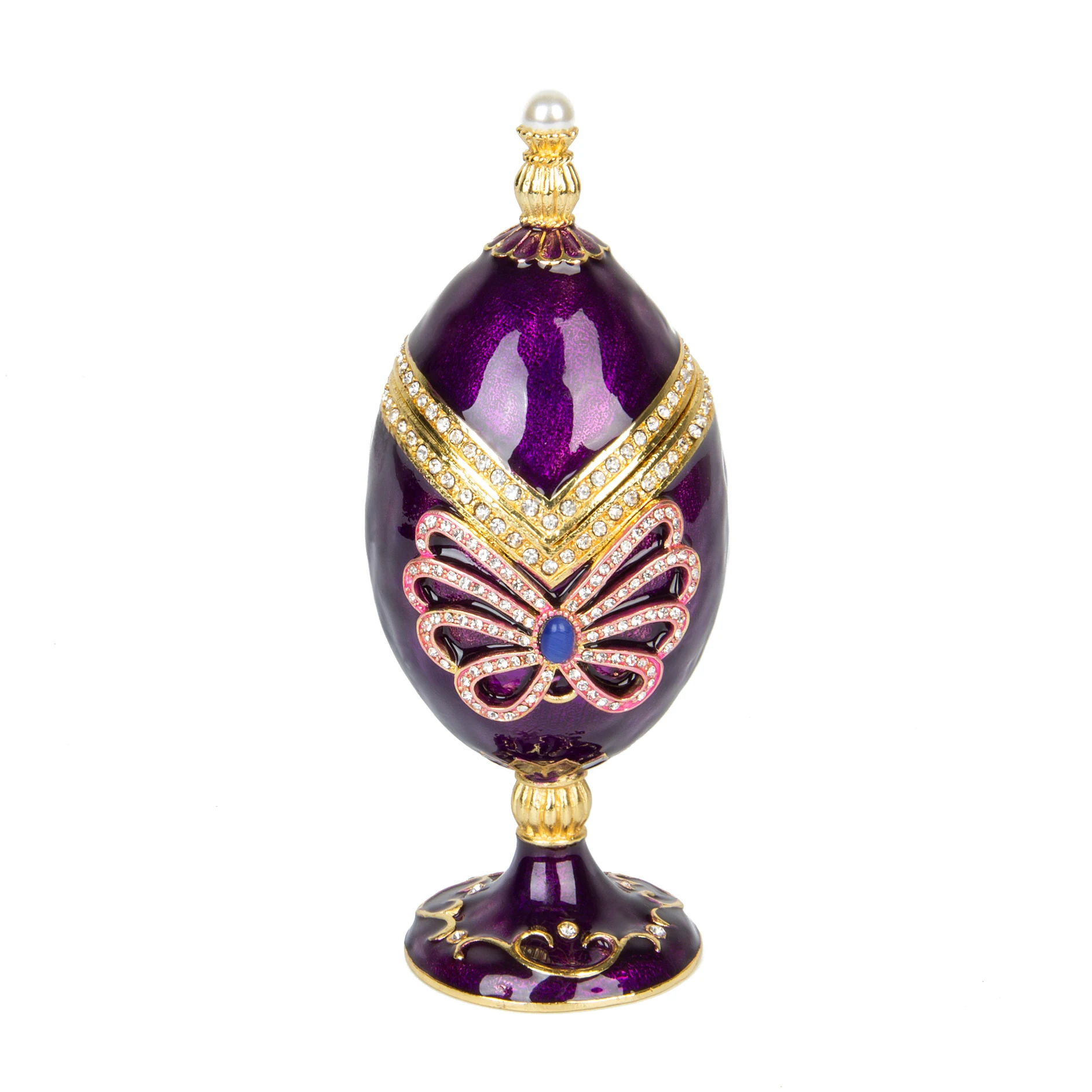 Qifu Bella Metallo Viola Faberge Egg Trinket Box Collezione Di Complementi Arredo Casa Regalo